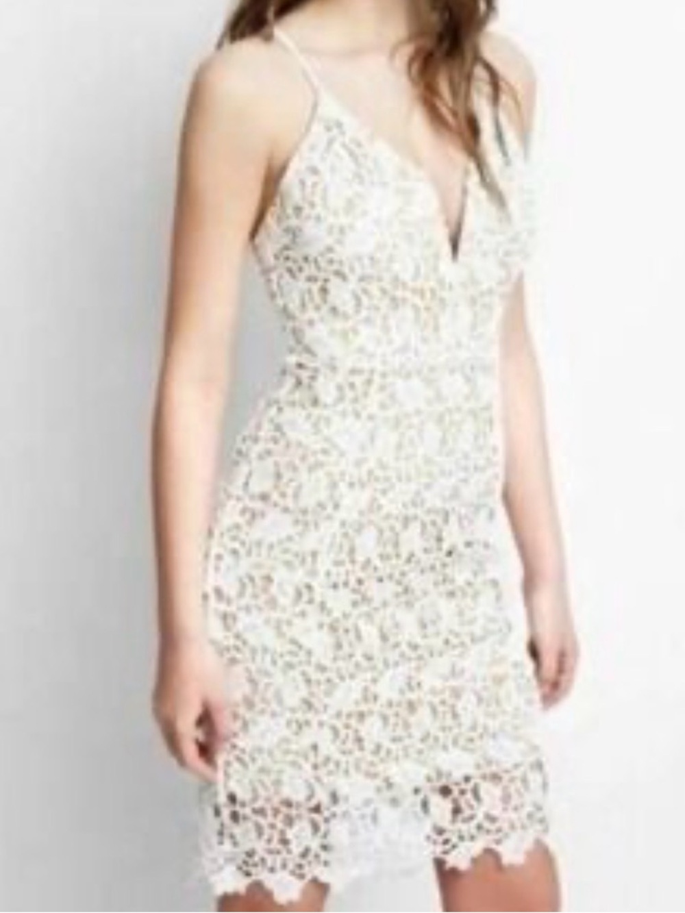 J.O.A. Cream Lace Spaghetti Strap  Dress